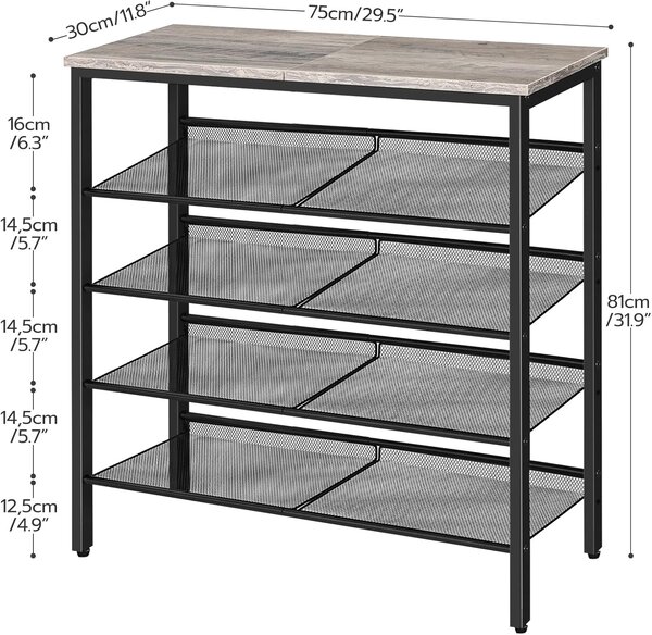 Botník Vasagle Melas 81 cm černý/šedý
