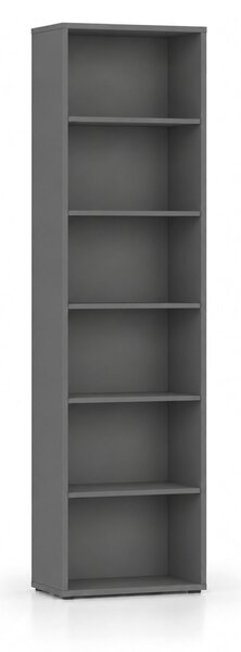 Knihovna INTEGRO, 2300 x 600 x 400 mm, 5 polic, grafit