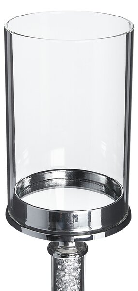 Svícen ABBEVILLE Sklo 48 cm Stříbrná