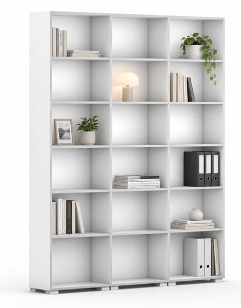 Knihovna SILVER LINE, 3 sloupce, 2230 x 1800 x 400 mm, bílá