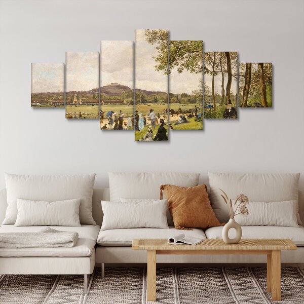 Obraz - French 19th Century, Race Course at Longchamps, reprodukce (210x100 cm)