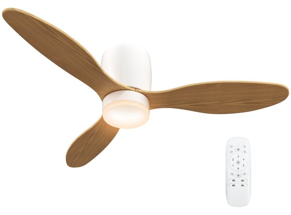 HOMCOM Stropní ventilátor s osvětlením a dálkovým ovládáním 50W, tichý a převracitelný stropní ventilátor 115cm se 3 lopatkami, 6 rychlostí, nastavite