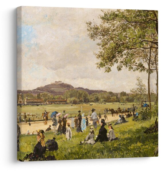 Obraz - French 19th Century, Race Course at Longchamps, reprodukce (30x30 cm)