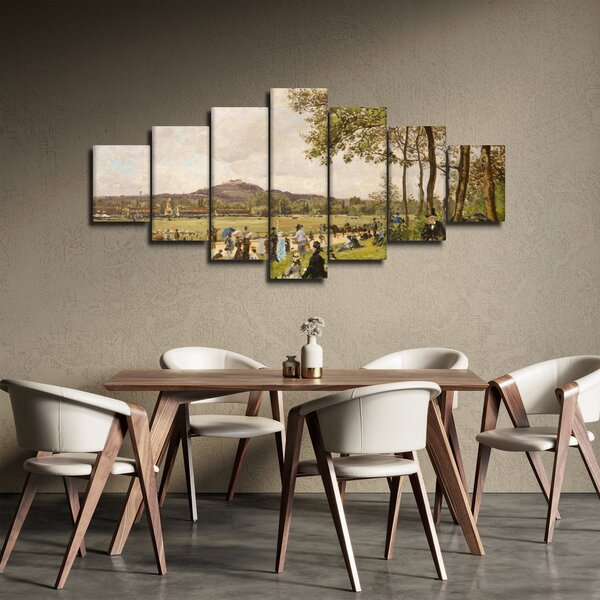 Obraz - French 19th Century, Race Course at Longchamps, reprodukce (210x100 cm)