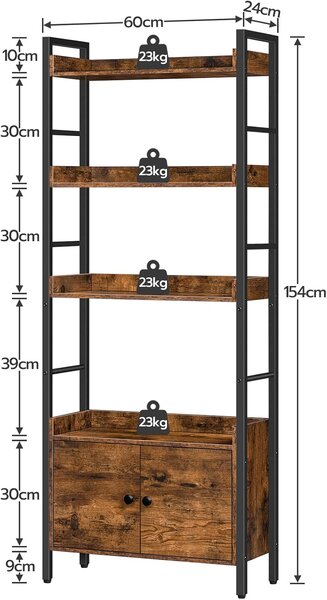 Knihovna Vasagle Selmon 60 cm hnědá/černá