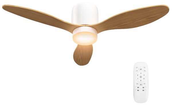 HOMCOM Stropní ventilátor s osvětlením a dálkovým ovládáním 50W, tichý a převracitelný stropní ventilátor 115cm se 3 lopatkami, 6 rychlostí, nastavite