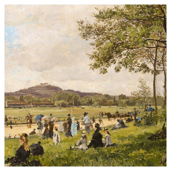 Obraz - French 19th Century, Race Course at Longchamps, reprodukce (30x30 cm)