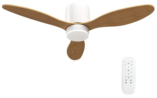 HOMCOM Stropní ventilátor s osvětlením a dálkovým ovládáním 50W, tichý a převracitelný stropní ventilátor 115cm se 3 lopatkami, 6 rychlostí, nastavite