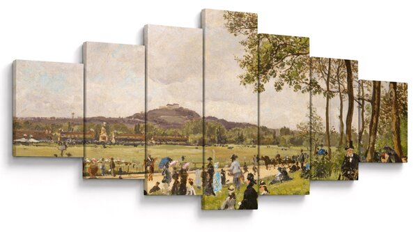 Obraz - French 19th Century, Race Course at Longchamps, reprodukce (210x100 cm)