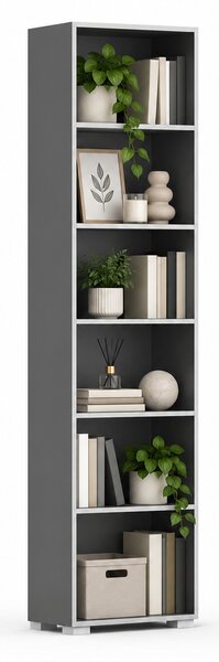 Knihovna SILVER LINE, 1 sloupec, 2230 x 600 x 400 mm, grafit