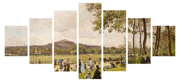 Obraz - French 19th Century, Race Course at Longchamps, reprodukce (210x100 cm)