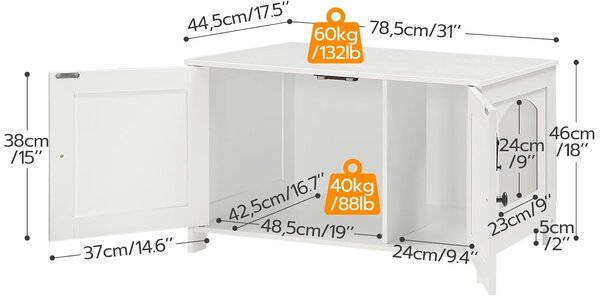 Kočičí toaleta Vasagle Marito 78,5 cm bílá