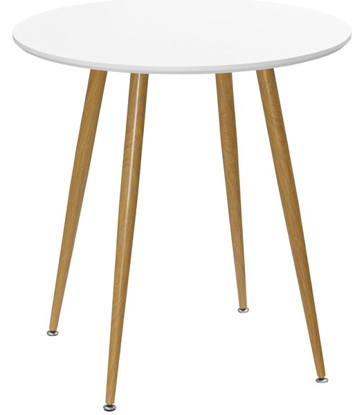HOMCOM Kulatý jídelní stůl pro 2 osoby v nordickém stylu s matným povrchem a kovovými nohami pro obývací pokoj, nosnost 80 kg, Ø72x75 cm, bílý | Aosom