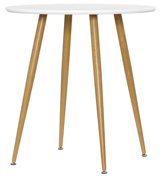 HOMCOM Kulatý jídelní stůl pro 2 osoby v nordickém stylu s matným povrchem a kovovými nohami pro obývací pokoj, nosnost 80 kg, Ø72x75 cm, bílý | Aosom