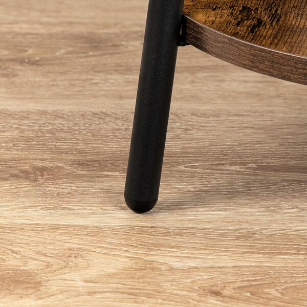 Kulatý odkládací stolek Vasagle Leky 40 cm s nabíjecí stanicí hnědý/černý