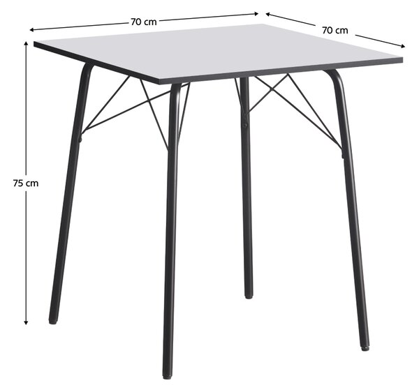 Vikio Jídelní stůl bílá černá 70x70 TJS100B70