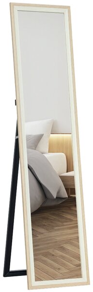 HOMCOM Zrcadlo v plné délce 157x37 cm, stojící nebo nástěnné zrcadlo s MDF rámem a stojanem pro obývací pokoj a ložnici | Aosom