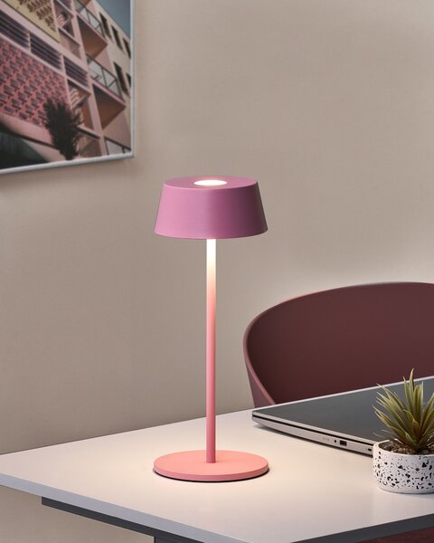 LED bezdrátová stolní lampa GUDER se stmívačem Kov Růžová