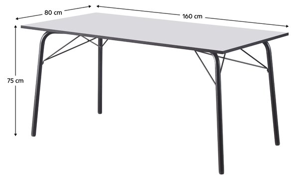 Vikio Jídelní stůl bílá černá 160x80 TJS100B160