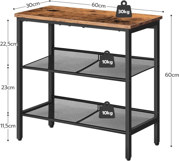 Odkládací stolek Vasagle Fioras 60 cm černý/hnědý
