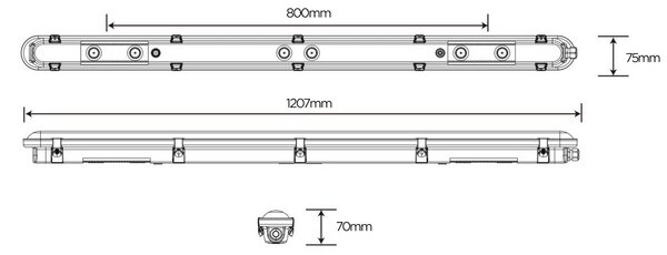 LED prachotěsné průmyslové svítidlo 1200mm IP66 Variabilní