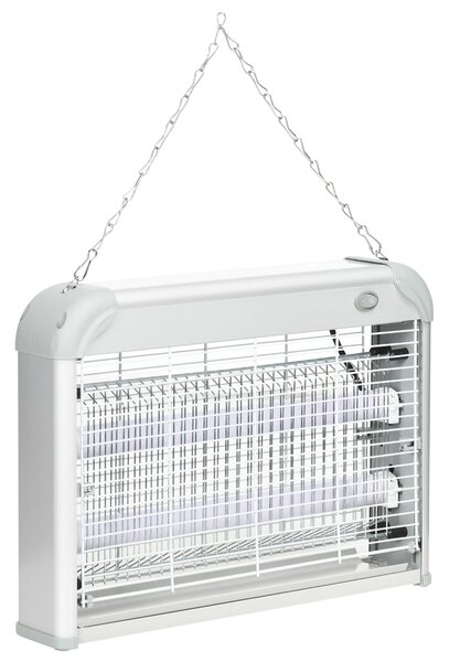 Outsunny 20W LED UV Lampa na Komáry a Hmyz s Vyjímatelným Trojúhelníkem, Bílá Mosquito Lampa z ABS a Kov, 39x8x28 cm | Aosom