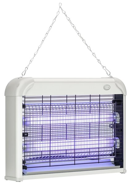 Outsunny 20W LED UV Lampa na Komáry a Hmyz s Vyjímatelným Trojúhelníkem, Bílá Mosquito Lampa z ABS a Kov, 39x8x28 cm | Aosom