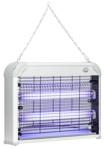 Outsunny 20W LED UV Lampa na Komáry a Hmyz s Vyjímatelným Trojúhelníkem, Bílá Mosquito Lampa z ABS a Kov, 39x8x28 cm | Aosom