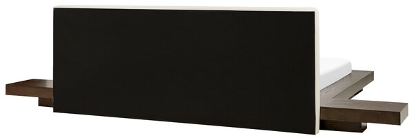 LED postel Umělá kůže ZEN 180 x 200 cm Tmavý jasan