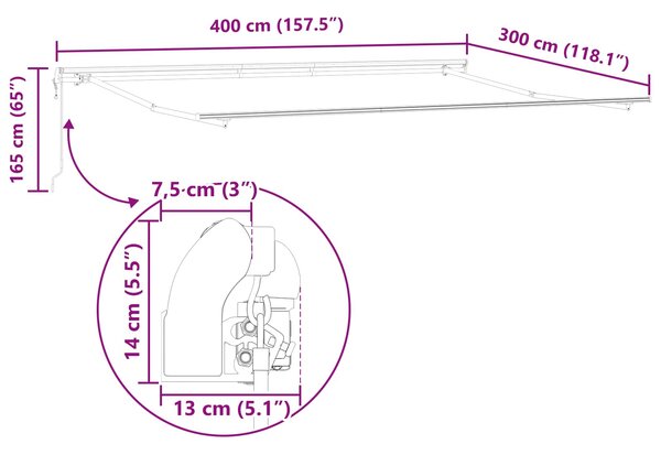 Stahovací markýza Zelená a bílá 400 × 300 cm Látka a hliník 3330721