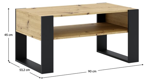 KONDELA Konferenční stolek, dub artisan/černá, CARA 1