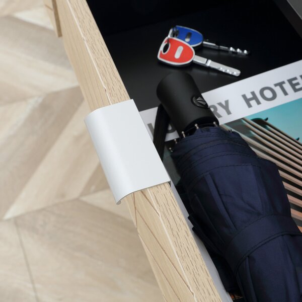 HOMCOM Úzký konzolový stůl s 2 zásuvkami, vyřezávaný design, moderní styl pro předsíň, obývací pokoj, ložnici 100x30x75 cm Černá a dub | Aosom
