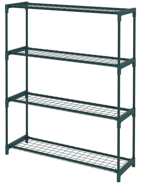 Outsunny Stojan na rostliny 4-patrový regál na květináče s ocelovou konstrukcí pro zahradu a patio 89x28x107 cm Tmavě zelená | Aosom