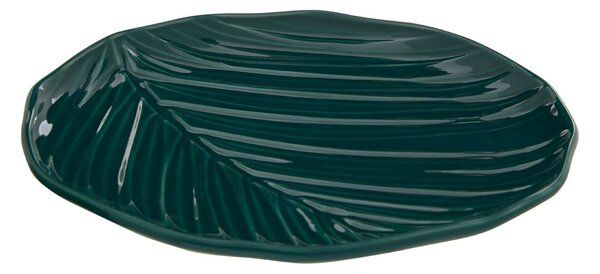 PremierHousewares Deignový porcelánový talíř BALI, tmavě zelená, list