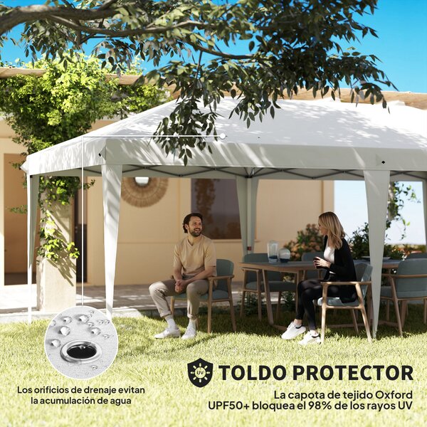 Skládací altán Outsunny 6x3x2,7m - Skládací zahradní stan se 4 panely, 4 okny a 2 zipovými dveřmi, 1 UV-odolnou vodotěsnou taškou na outdoor balkon ne