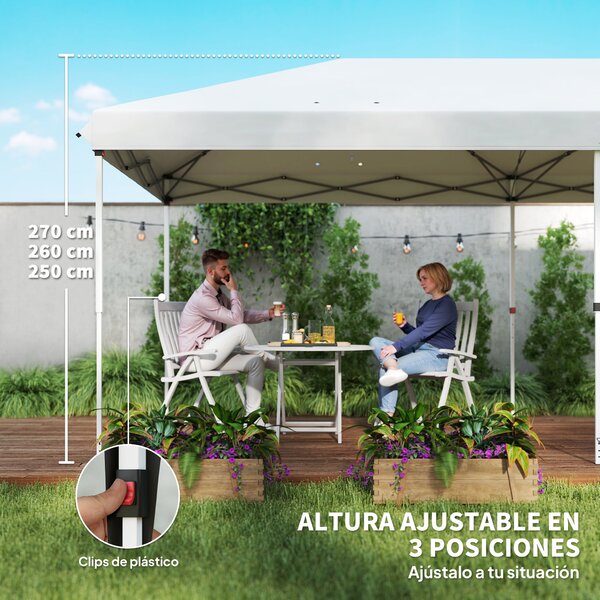 Skládací altán Outsunny 6x3x2,7m - Skládací zahradní stan se 4 panely, 4 okny a 2 zipovými dveřmi, 1 UV-odolnou vodotěsnou taškou na outdoor balkon ne