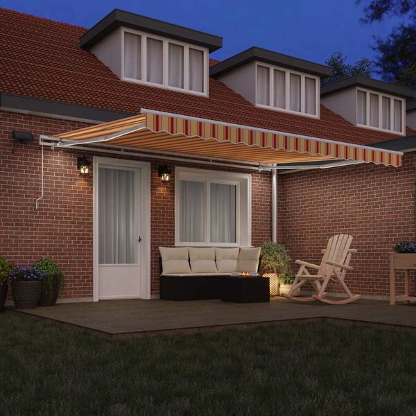 Stahovací markýza Žlutá a oranžová 450 × 300 cm Látka a hliník 3330900