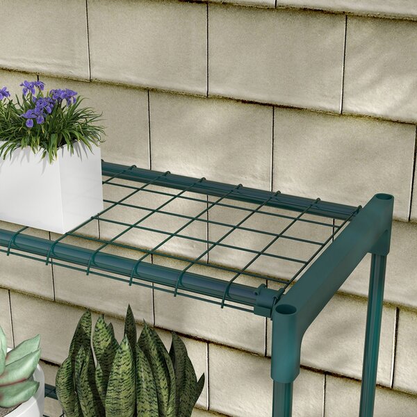 Outsunny Stojan na rostliny 4-patrový regál na květináče s ocelovou konstrukcí pro zahradu a patio 89x28x107 cm Tmavě zelená | Aosom