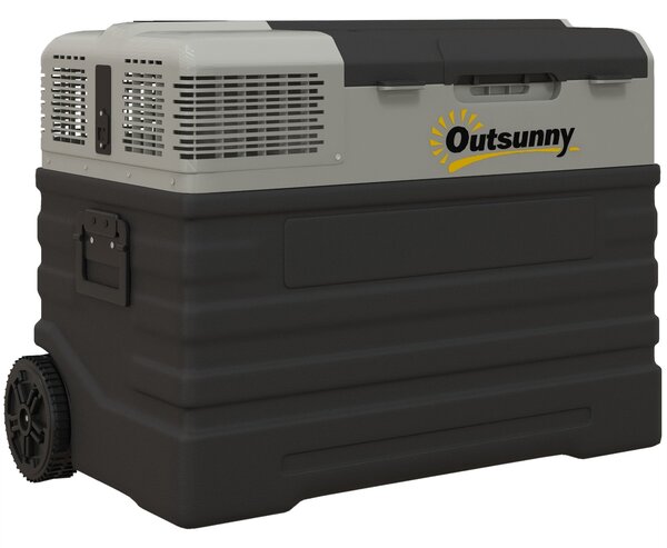 Outsunny 56 Litrová Elektrická Chladící Skříň s Kompresorem, ECO Mód, Funkce Chlazení, Mrazící Skříň, Thermobox, Mini Chladnička 12/240 Volt pro Auto