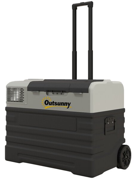 Outsunny 56 Litrová Elektrická Chladící Skříň s Kompresorem, ECO Mód, Funkce Chlazení, Mrazící Skříň, Thermobox, Mini Chladnička 12/240 Volt pro Auto