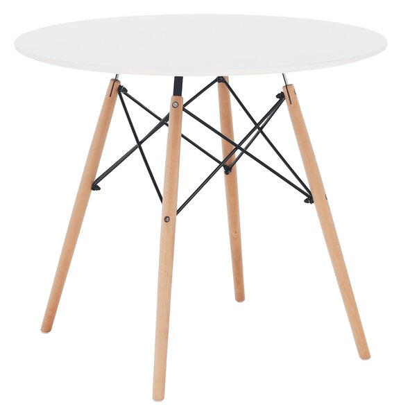 KONDELA Jídelní stůl, bílá/buk, průměr 80 cm, GAMIN 2 NEW 80