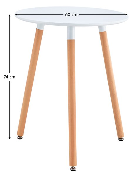 KONDELA Jídelní stůl, bílá/buk, průměr 60 cm, ELCAN NEW TYP 1