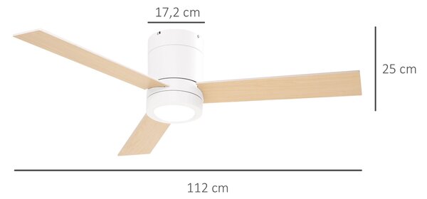 HOMCOM Stropní Ventilátor s Osvětlením, Dálkové Ovládání, 48W Stropní Světlo s Ventilátorem, 112 cm Tichý Stropní Lampa s Nastavitelným Osvětlením a Č