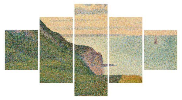 Obraz - Georges Seurat, Seascape at Port-en-Bessin, Normandy, reprodukce (125x70 cm)