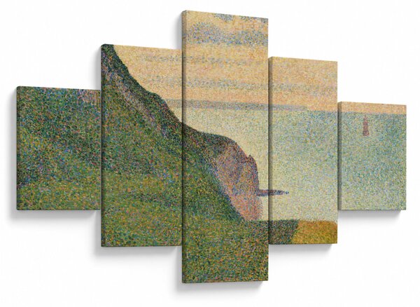 Obraz - Georges Seurat, Seascape at Port-en-Bessin, Normandy, reprodukce (125x70 cm)