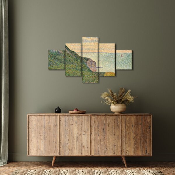 Obraz - Georges Seurat, Seascape at Port-en-Bessin, Normandy, reprodukce (125x70 cm)