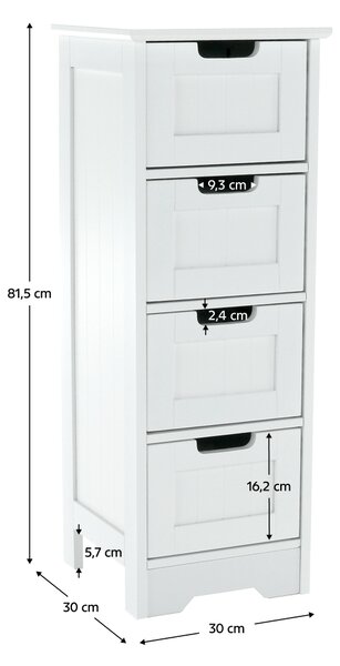 KONDELA 4-šuplíková komoda, bílá, ATENE TYP 7