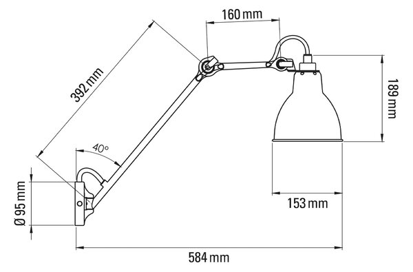 DCW éditions Lampe Gras N°122 E27 nástěnné svítidlo Černá Měď