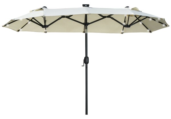 Outsunny Dvoumístný sluneční deštník, 295 x 219 cm, sluneční deštník s LED světly, oválný, větruodolný zahradní deštník, robustní, tržní deštník s nas