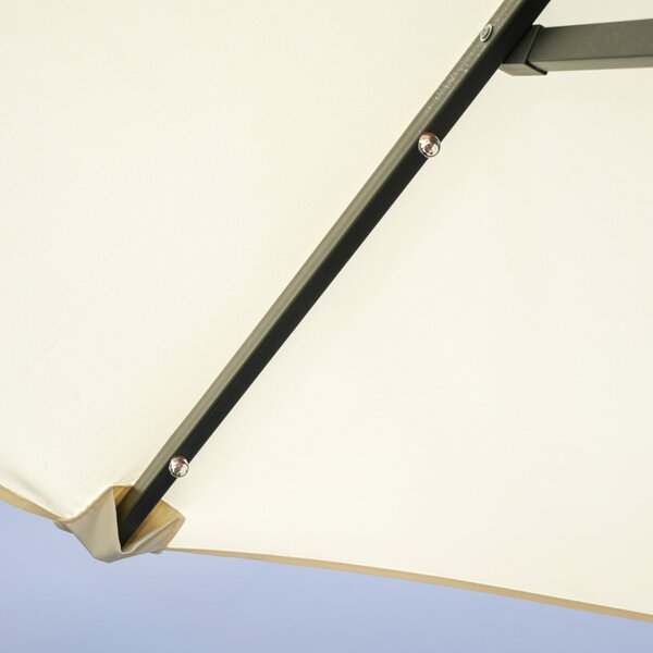 Outsunny Dvoumístný sluneční deštník, 295 x 219 cm, sluneční deštník s LED světly, oválný, větruodolný zahradní deštník, robustní, tržní deštník s nas